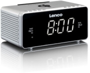 LENCO LENCO CR-550 STEREO CLOCK RADIO WITH WIRELESS (QI) AND USB CHARGER SILVER