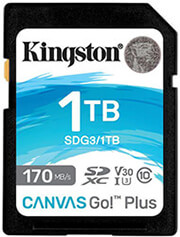 KINGSTON KINGSTON SDG3/1TB CANVAS GO PLUS 1TB SDXC 170R CLASS 10 UHS-I U3 V30 A2