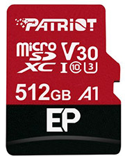 PATRIOT PATRIOT PEF512GEP31MCX EP SERIES 512GB MICRO SDXC V30 A1 CLASS 10 WITH SD ADAPTER