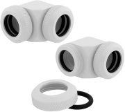 CORSAIR HYDRO X FITTING HARD XF 90° ANGLED GLOSSY WHITE 2-PACK (12MM OD COMPRESSION)