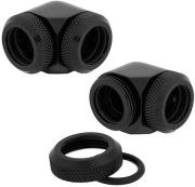 CORSAIR CORSAIR HYDRO X FITTING HARD XF 90° ANGLED BLACK 2-PACK (14MM OD COMPRESSION)