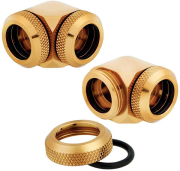 CORSAIR CORSAIR HYDRO X FITTING HARD XF 90° ANGLED GOLD 2-PACK (14MM OD COMPRESSION)