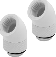 CORSAIR HYDRO X FITTING ADAPTER XF 45° ANGLED ROTARY GLOSSY WHITE 2-PACK