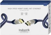 IN-AKUSTIK IN-AKUSTIK PREMIUM HIGH SPEED 4K HDMI CABLE WITH ETHERNET GOLD-PLATED 5M BLUE/SILVER
