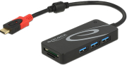 DELOCK DELOCK 62900 EXTERNAL USB 3.1 HUB USB TYPE-C > 3 X USB TYPE-A + 2 SLOT SD CARD READER BLACK