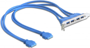 DELOCK 82974 SLOT BRACKET USB 3.0 PIN HEADER 19 PIN 2 X INTERNAL > 4 X USB 3.0-A FEMALE EXTERNAL