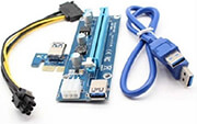 QOLTEC QOLTEC PCI-E RISER 1X - 16X USB 3.0 VER. 009S SATA PCI-E 6 PIN