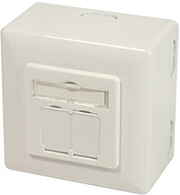 LOGILINK NP0006A CAT.6 WALL OUTLET, 2X RJ45 SHIELDED, WITH BACK BOX, PURE WHITE