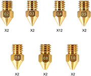 CREALITY MK8 NOZZLES KIT (24 PCS) 0.2MM*2, 0.3MM *2, 0.4MM*12, 0.5MM*2, 0.6MM *2, 0.8MM*2, 1.0MM*2