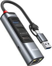 YESIDO HB21 USB / USB-C HUB 5IN1 GREY