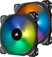 CORSAIR ML140 PRO RGB LED 140MM PWM PREMIUM MAGNETIC LEVITATION FAN TWIN PACK WITH LIGHTING NODE PRO