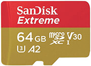 SANDISK SANDISK SDSQXAH-064G-GN6AA EXTREME 64GB MICRO SDXC UHS-I U3 V30 CLASS 10 WITH SD ADAPTER