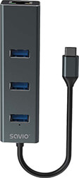 SAVIO AK-57 3-PORT ADAPTER USB 3.1 (C)-FAST ETHERNET (RJ45) ADAPTER φωτογραφία