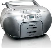 LENCO LENCO SCD-420 PORTABLE STEREO FM RADIO WITH CD PLAYER AND CASSETTE SILVER