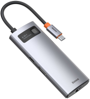 BASEUS BASEUS METAL GLEAM SERIES 6-IN-1 MULTIFUNCTIONAL TYPE-C HUB HDMI 4K 3XUSB3.0+ LAN RJ45 GREY
