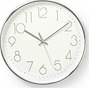 NEDIS CLWA015PC30SR CIRCULAR WALL CLOCK 30 CM DIAMETER WHITE &amp; SILVER