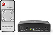 NEDIS ASWI2514BK DIGITAL AUDIO SWITCH 4-WAY CONNECTION INPUT: DC POWER / 4X TOSLINK BLACK