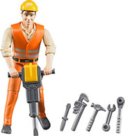 BRUDER CONSTRUCTION WORKER WITH ACCESSORIES