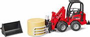 BRUDER SCHAFFER HOFLADER 2034 WITH BALE GRIPPER (RED/BLACK)
