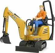 BRUDER JCB MICRO EXCAVATOR 8010 CTS AND CONSTRUCTION WORKER (YELLOW)