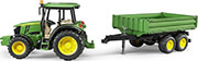 BRUDER JOHN DEERE 5115M (GREEN/YELLOW, WITH SIDE WALL TRAILER)