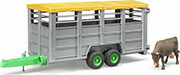 BRUDER LIVESTOCK TRANSPORT TRAILER WITH COW (GRAY)