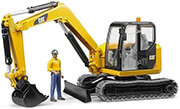 BRUDER CAT MINI EXCAVATOR (YELLOW/BLACK, WITH CONSTRUCTION WORKER)