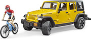 BRUDER BRUDER JEEP WRANGLER RUBICON UNLIMITED (YELLOW/BLACK, INCL. BIKE AND CYCLIST)