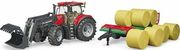 BRUDER CASE IH OPTUM 300CVX WITH FRONT LOADER AND BALE TRANSPORT TRAILER