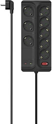 HAMA POWER STRIP 8-WAY OVERVOLTAGE PROTECTION SWITCH 1.5 M BLACK