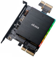 AKASA AK-PCCM2P-04 DUAL M.2 PCIE SSD ADAPTER WITH RGB LED LIGHT AND HEATSINK