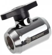 BITSPOWER BITSPOWER MINI VALVE WITH BLACK HANDLE 1/4 INCH SHINY SILVER