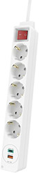 HAMA HAMA 133758 POWER STRIP, 5-WAY, USB-C/USB-A SOCKET, PD/QUICK CHARGE MAX. 18W, WS