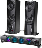 AUDIOCORE AUDIOCORE AC955 2 IN 1 PC SPEAKERS OR SOUNDBAR RGB LED BACKLIGHT