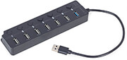 GEMBIRD UHB-U3P1U2P6P-01 7-PORT USB HUB (1 X USB 3.1 + 6 X USB 2.0) WITH SWITCHES BLACK
