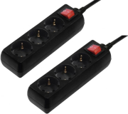HAMA 137396 3-SOCKET MULTIPLE SOCKET OUTLET WITH SWITCH 1.4 M BLACK SET OF 2