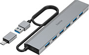 HAMA HAMA 200137 USB HUB, 7 PORTS, USB 3.2 GEN 1, 5 GBIT/S, INCL. USB-C ADAPTER AND PSU