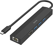 HAMA 200144 USB-C HUB, MULTIPORT, 6 PORTS, 3 X USB-A, USB-C PD, HDMI, LAN/ETHERNET