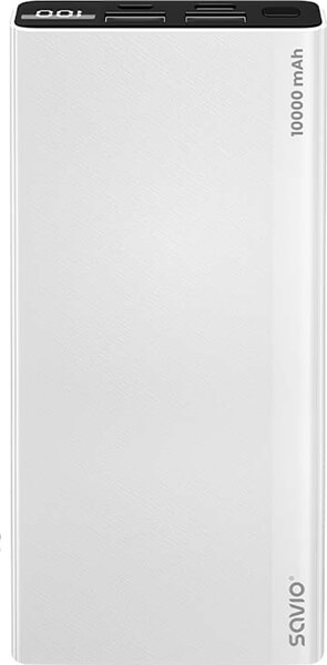 SAVIO POWER BANK BA-04 10000MAH 2 IN 1 CABLE WHITE