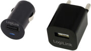 LOGILINK LOGILINK PA0076 USB TRAVEL CHARGER COMBO KIT 220V + 12V, AC 5V/1A, CAR 5V/1.5A