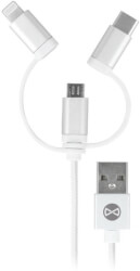 FOREVER FOREVER 3IN1 CABLE USB TO MICRO USB/ LIGHTNING / TYPE-C WHITE