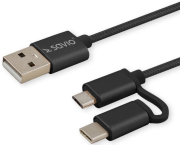 SAVIO CL-128 2IN1 USB – MICRO USB / TYPE C CABLE 2.1A 1M