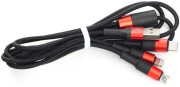 HOCO HOCO X26 XPRESS ONE PULL THREE CHARGING CABLE,LIGHTNING+MICRO+TYPE-C BLACK/RED