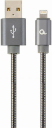 CABLEXPERT CABLEXPERT CC-USB2S-AMLM-2M-BG PREMIUM SPIRAL METAL 8-PIN CHARGING AND DATA CABLE 2M METALLIC GREY