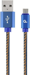CABLEXPERT CABLEXPERT CC-USB2J-AMMBM-2M-BL PREMIUM JEANS (DENIM) MICRO-USB CABLE WITH METAL CONNECTORS 2M BLUE