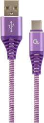 CABLEXPERT CABLEXPERT CC-USB2B-AMCM-1M-PW COTTON BRAIDED CHARGING CABLE USB TYPE-C PURPLE/WHITE 1 M