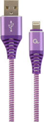 CABLEXPERT CABLEXPERT CC-USB2B-AMLM-1M-PW PREMIUM COTTON BRAIDED 8-PIN CHARGING CABLE PURPLE/WHITE 1 M