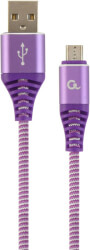 CABLEXPERT CABLEXPERT CC-USB2B-AMMBM-2M-PW PREMIUM COTTON BRAIDED MICRO-USB CHARGING CABLE PURPLE/WHITE 2 M