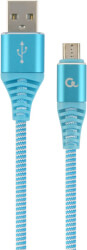 CABLEXPERT CABLEXPERT CC-USB2B-AMMBM-2M-VW PREMIUM COTTON BRAIDED MICRO-USB CHARGING CABLE BLUE/WHITE 2 M