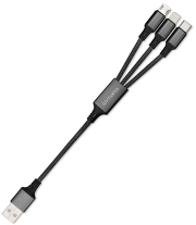 4SMARTS 4SMARTS 3IN1 CABLE FORKCORD 20CM FABRIC BLACK